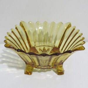 Rare Art Deco Amber Glass Bowl, 1930s